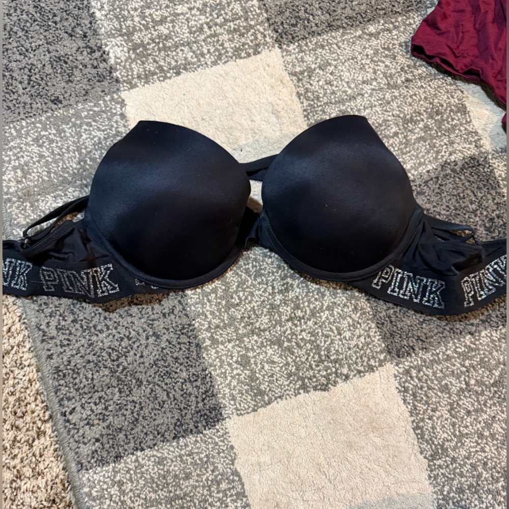 PINK Victoria's Secret Black Logo Bra
